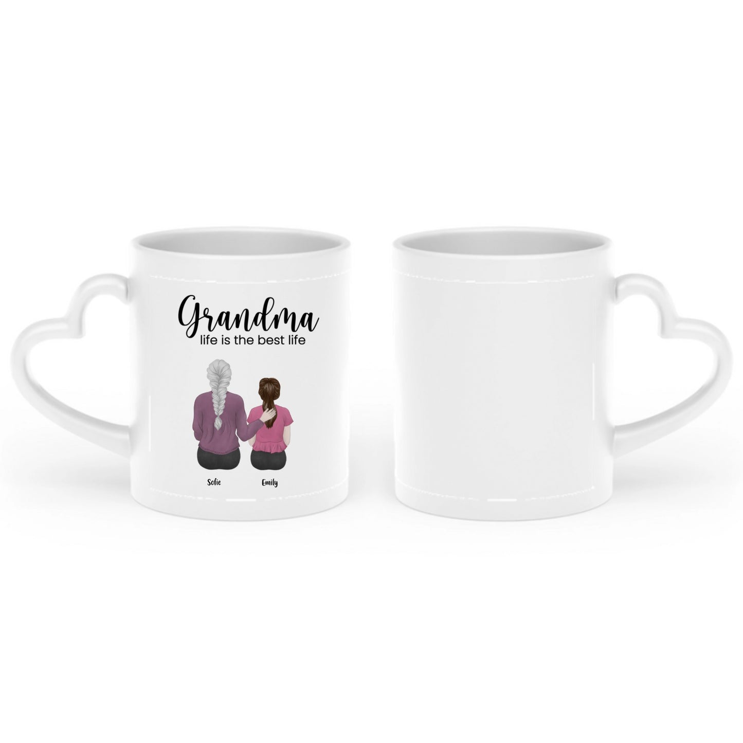 Grandma life is the best life Personalized Heart-Shaped Mug