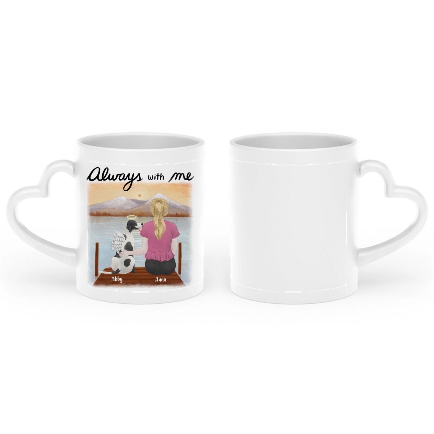 "Always With Me" Dog Memorial Art - Personalized Heart-Shaped Mug
