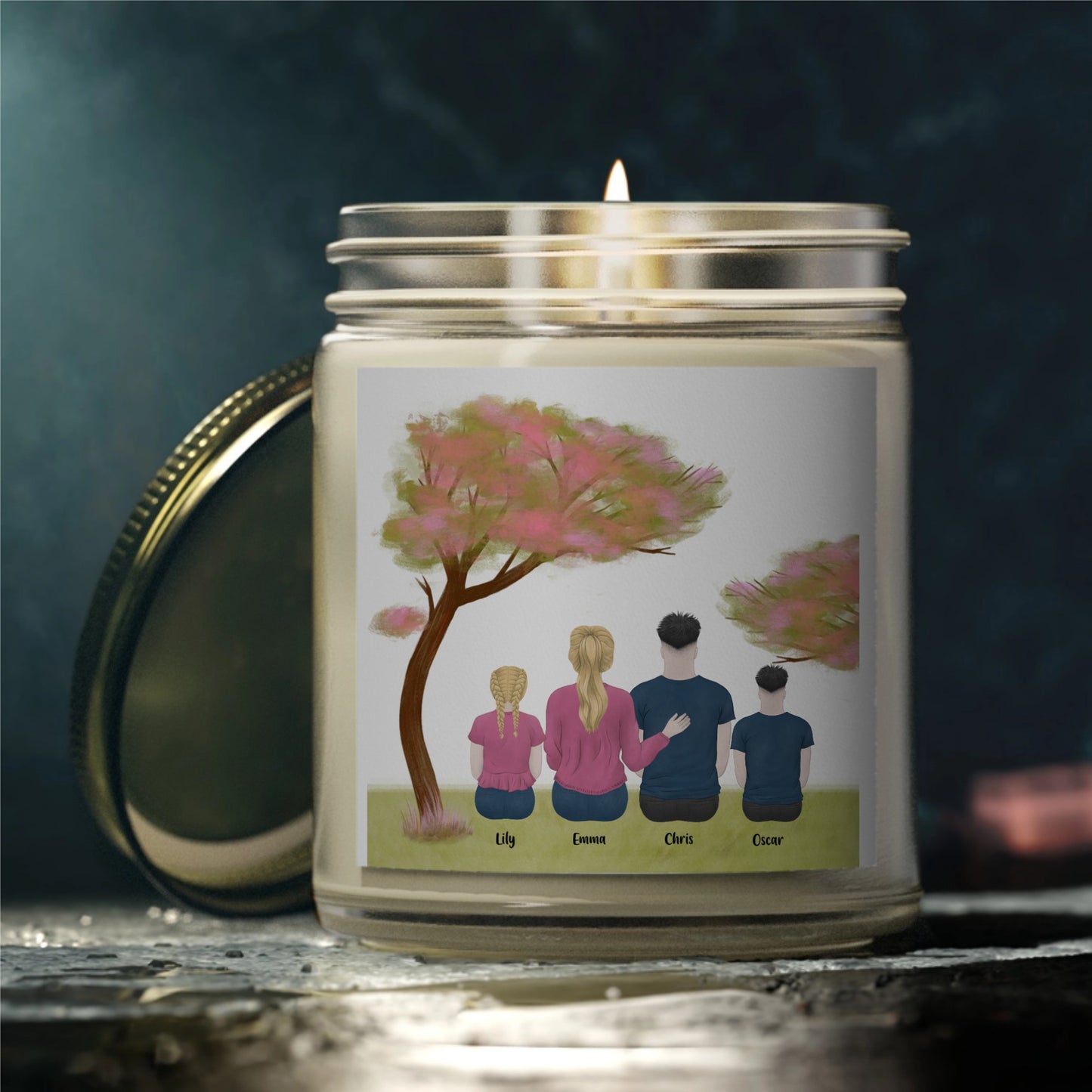 Personalized Family Illustration Scented Candle
