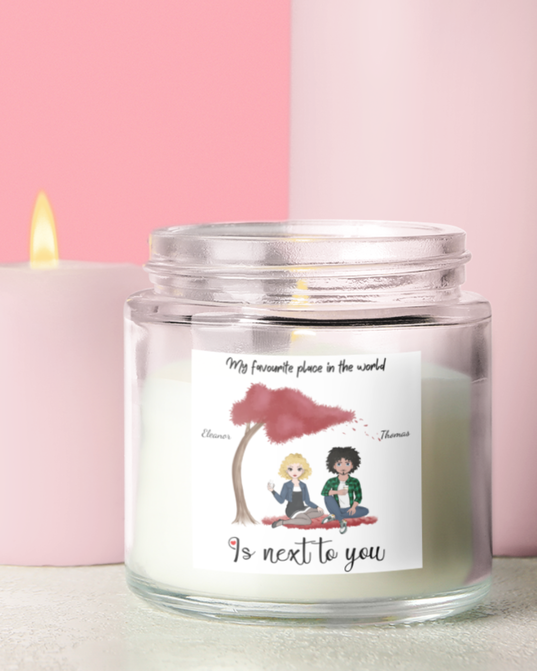“My Favourite Place Is Next to You” Personalized Couple Art Scented Candle