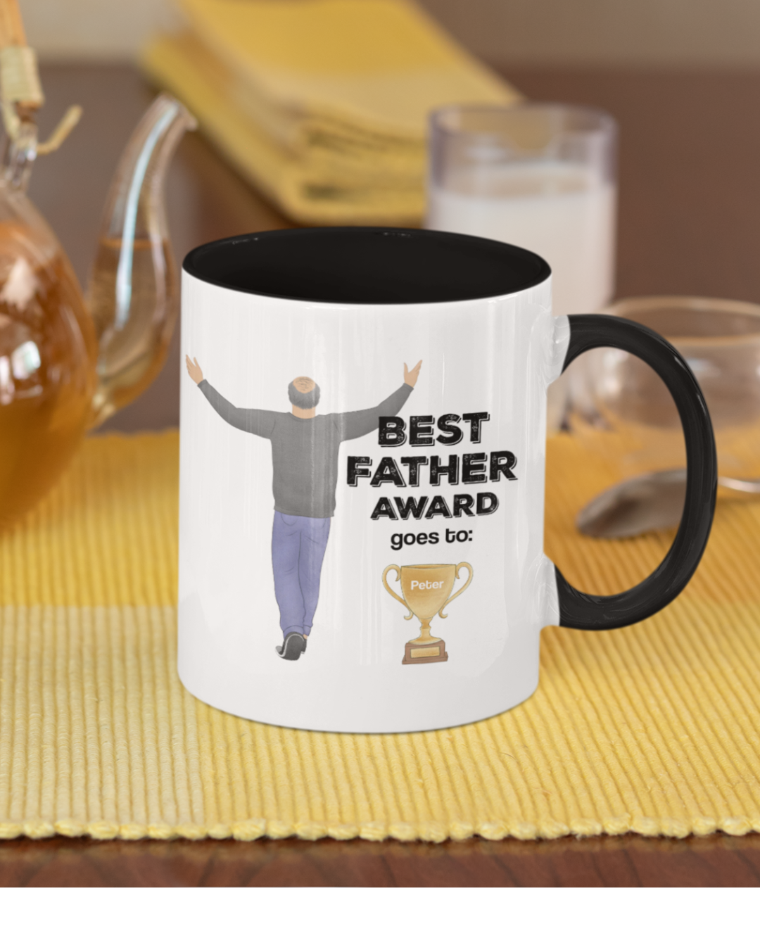 “Best Father Award” – Personalized Design for the #1 Dad Mug with Color Inside