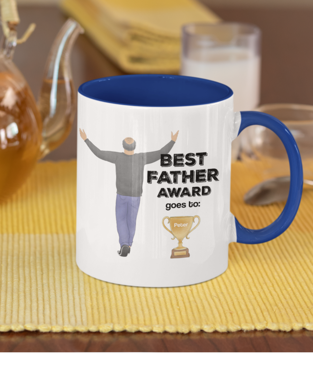 “Best Father Award” – Personalized Design for the #1 Dad Mug with Color Inside