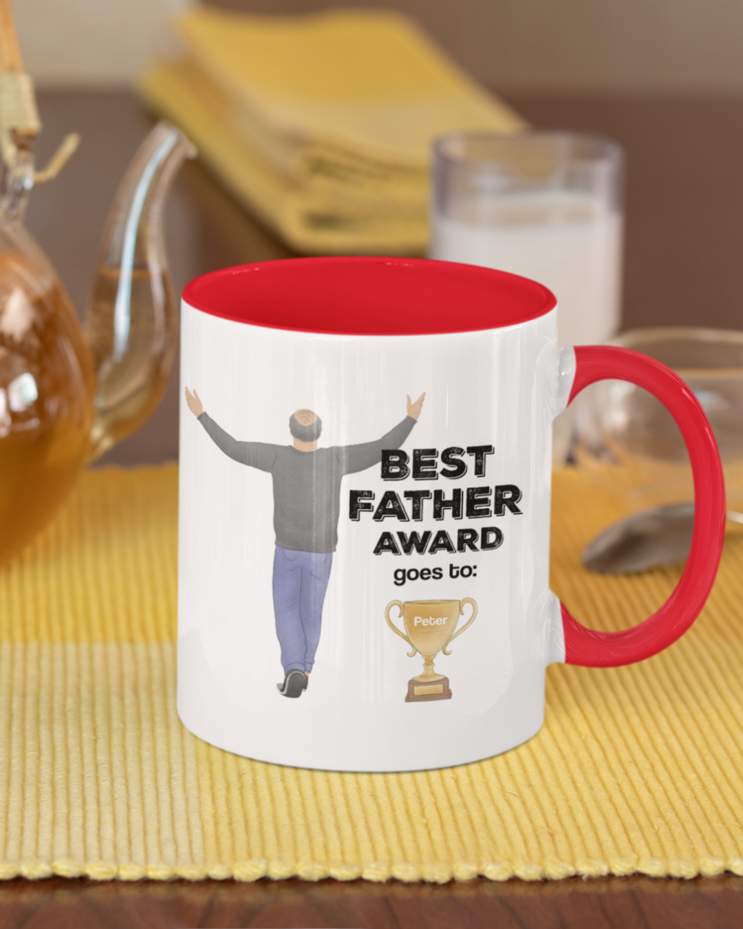 “Best Father Award” – Personalized Design for the #1 Dad Mug with Color Inside