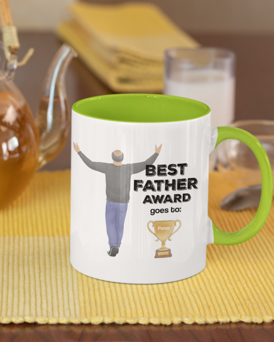 “Best Father Award” – Personalized Design for the #1 Dad Mug with Color Inside