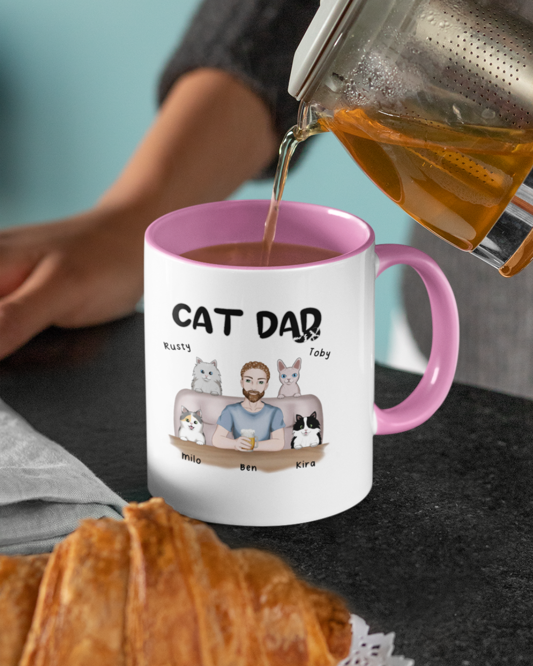 Dog Dad - Personalized Mug with Color Inside