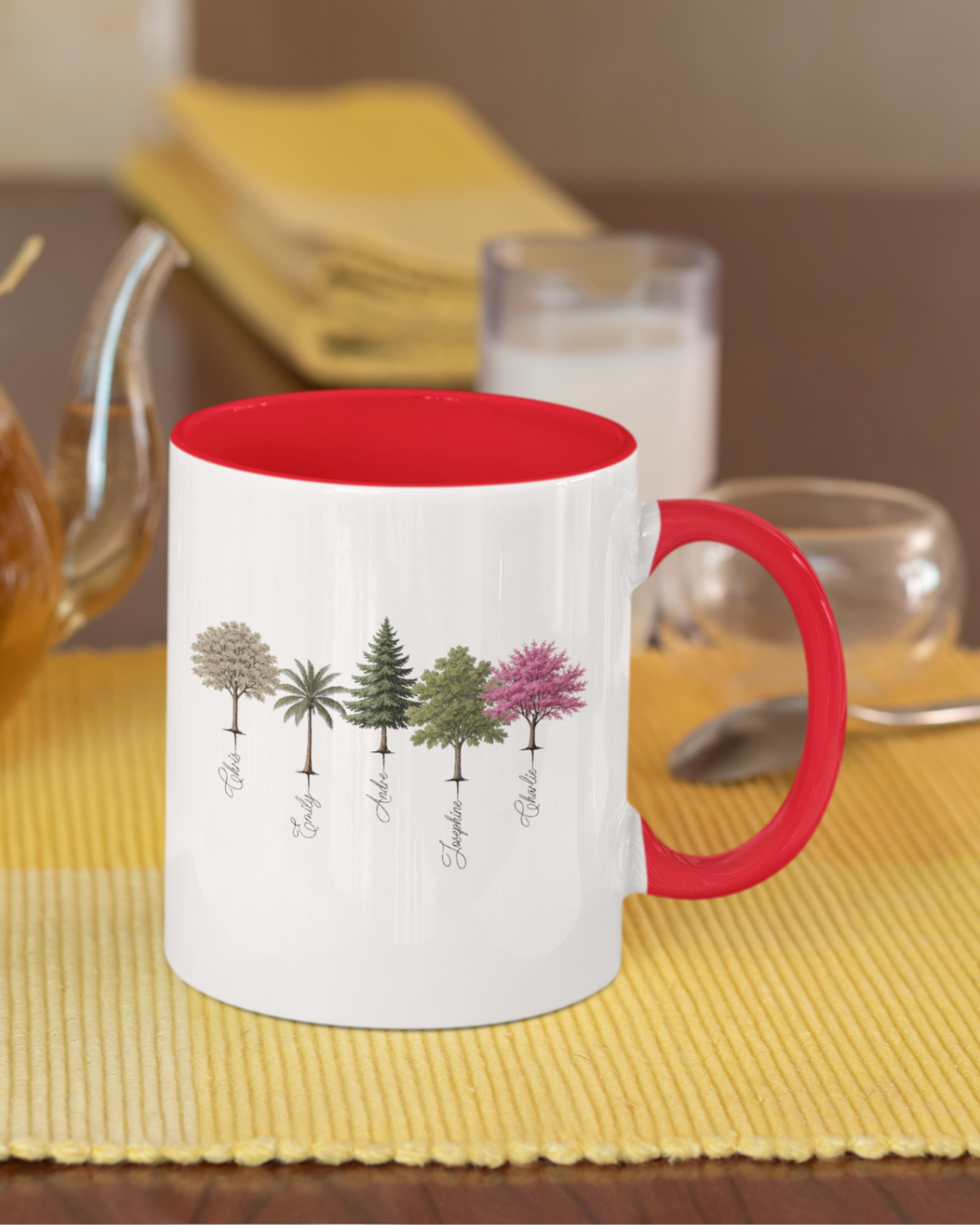 A Forest Full of Love β Personalized Tree Art Mug with Color Inside