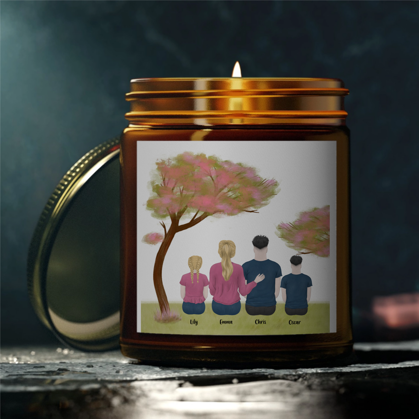 Personalized Family Illustration Scented Candle