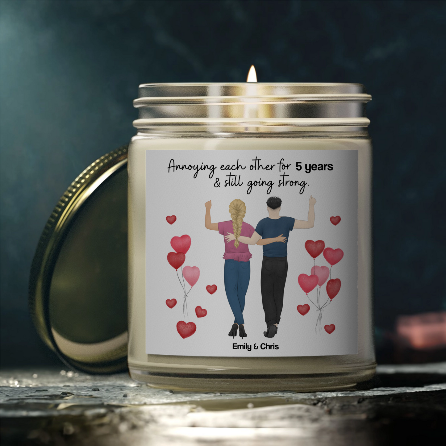“Still Annoying Each Other” Couple Illustration Personalized Scented Candle