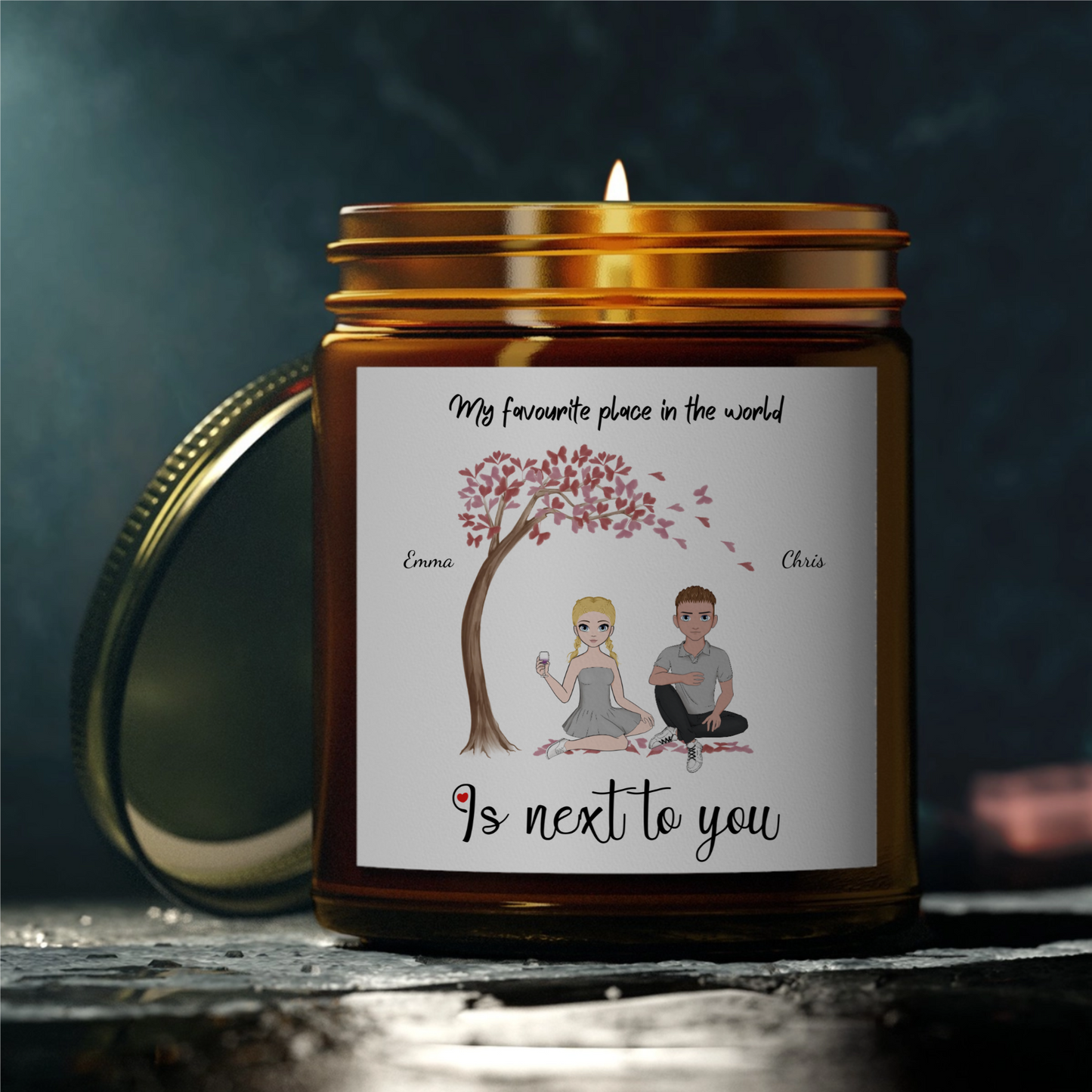 “My Favourite Place Is Next to You” Personalized Couple Art Scented Candle