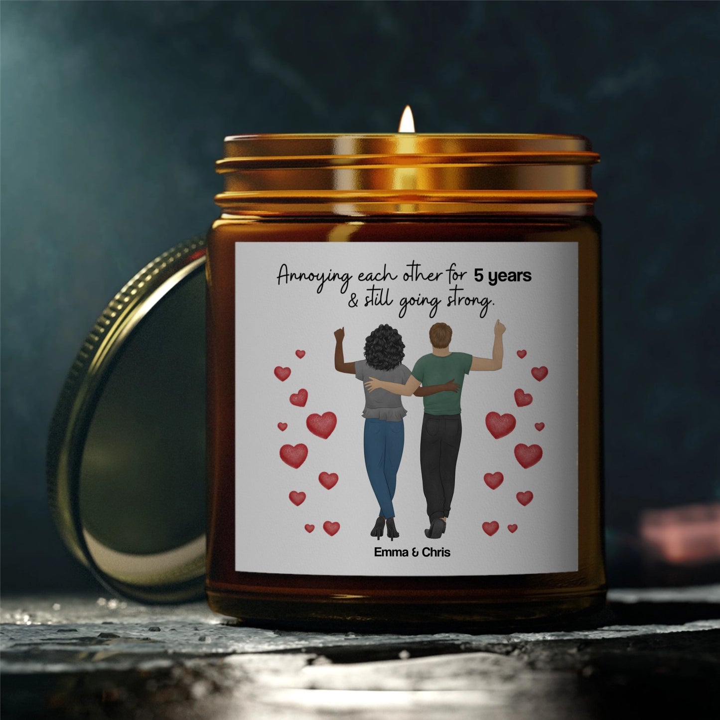 “Still Annoying Each Other” Couple Illustration Personalized Scented Candle