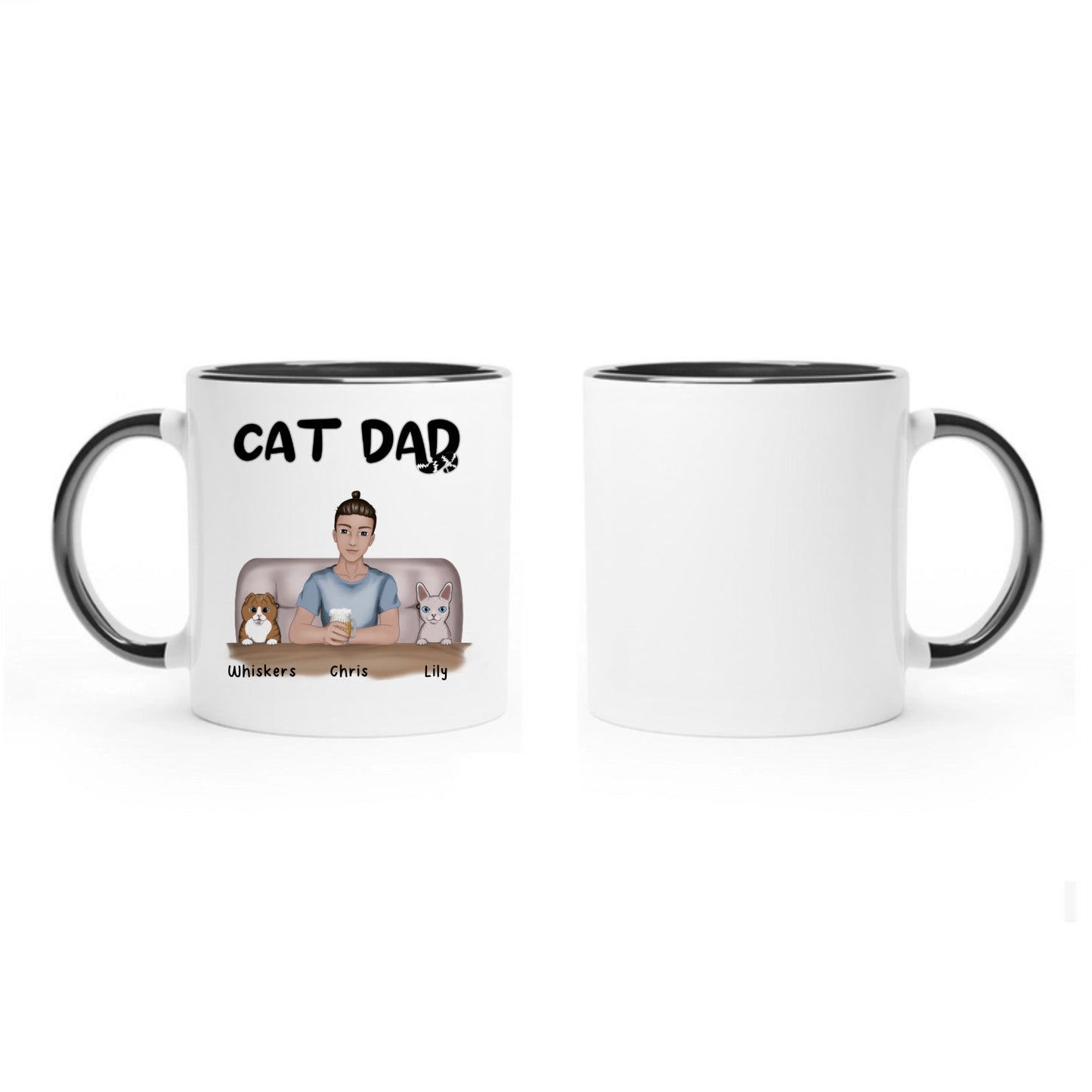 Cat Dad - Personalized Mug with Color Inside