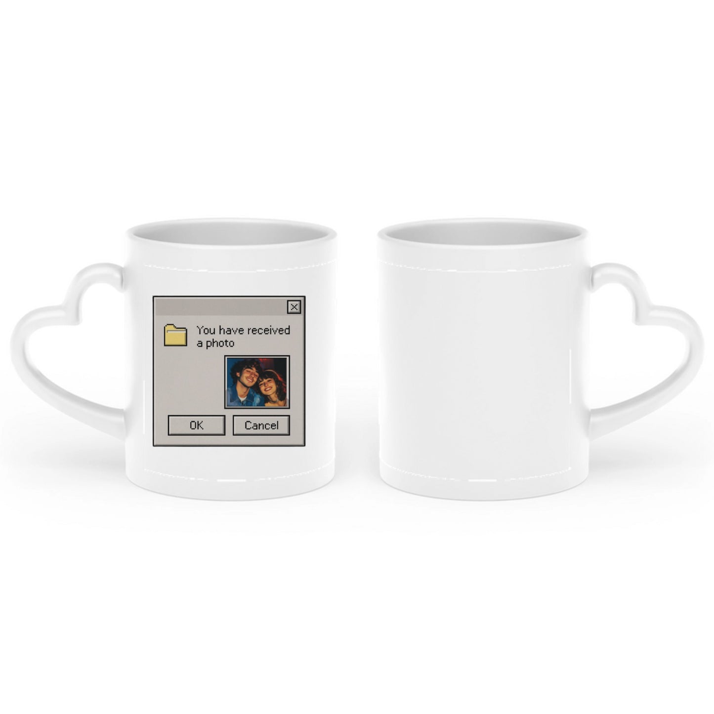 Custom Retro Computer Heart-Shaped Mug