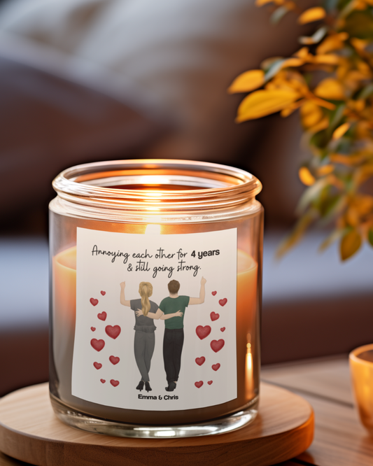 “Still Annoying Each Other” Couple Illustration Personalized Scented Candle