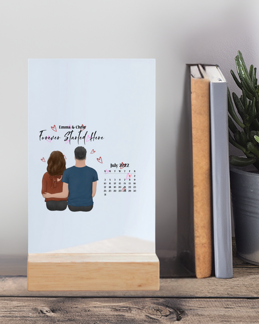 Couple Calendar Print – Your Special Moment Personalized Acrylic Sign with Wooden Stand