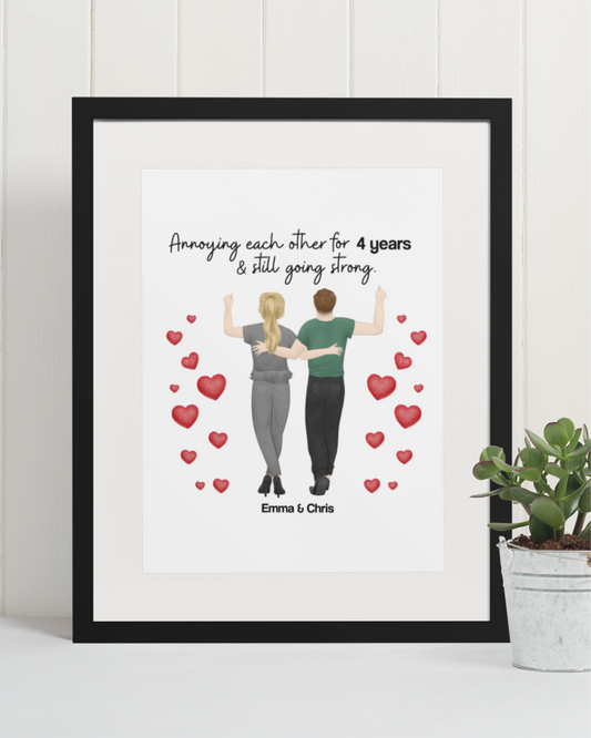 “Still Annoying Each Other” Couple Illustration Personalized Matte Paper Poster