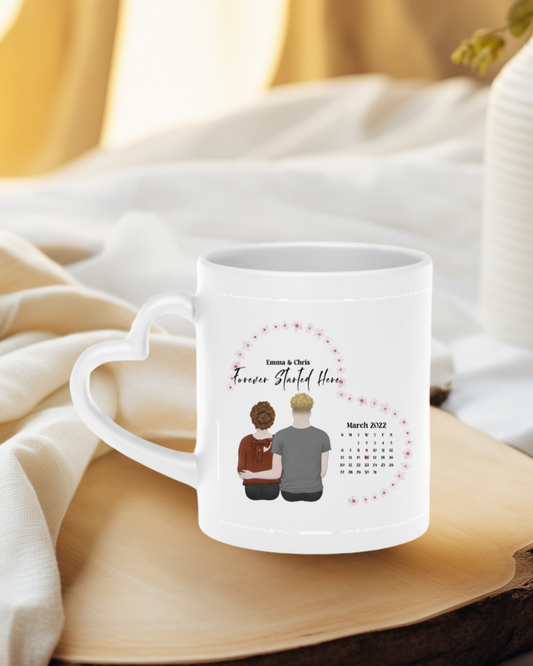 Couple Calendar Print – Your Special Moment Personalized Heart-Shaped Mug