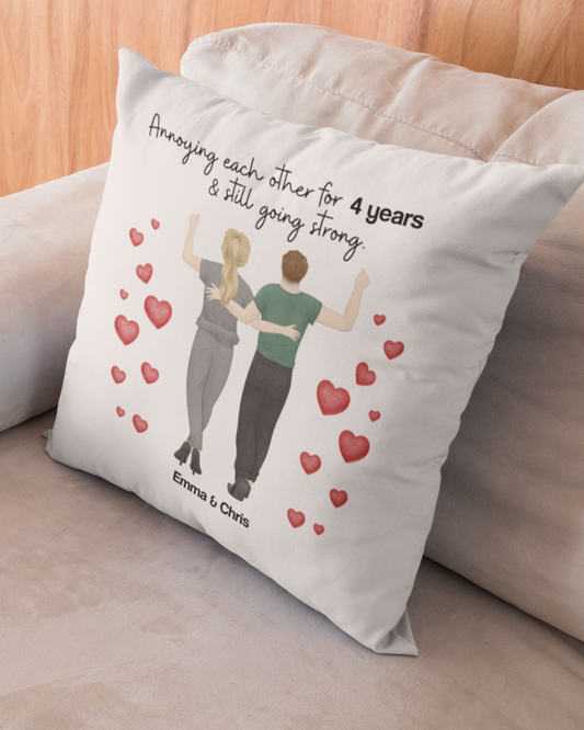“Still Annoying Each Other” Couple Illustration Personalized Pillow