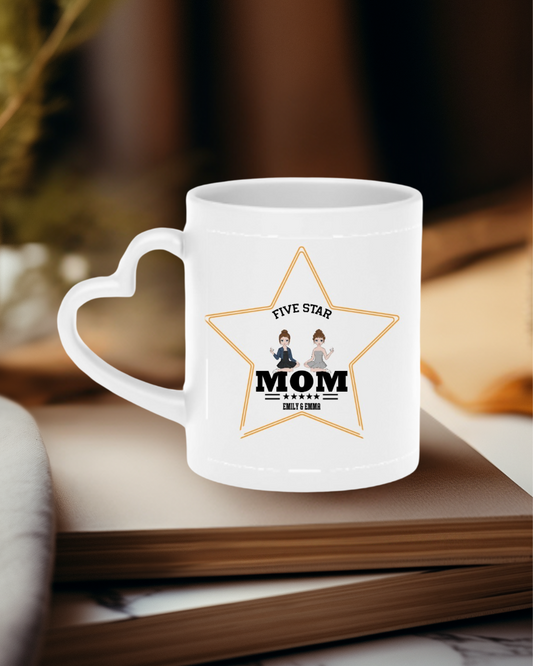 FIVE STAR MOM – A Design Straight from the Heart - Heart-Shaped Mug