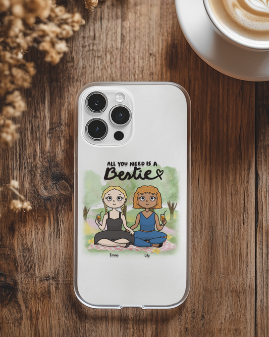 All You Need is a Bestie – Personalized Best Friend Illustration Case
