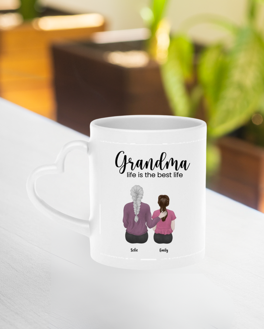 Grandma life is the best life Personalized Heart-Shaped Mug