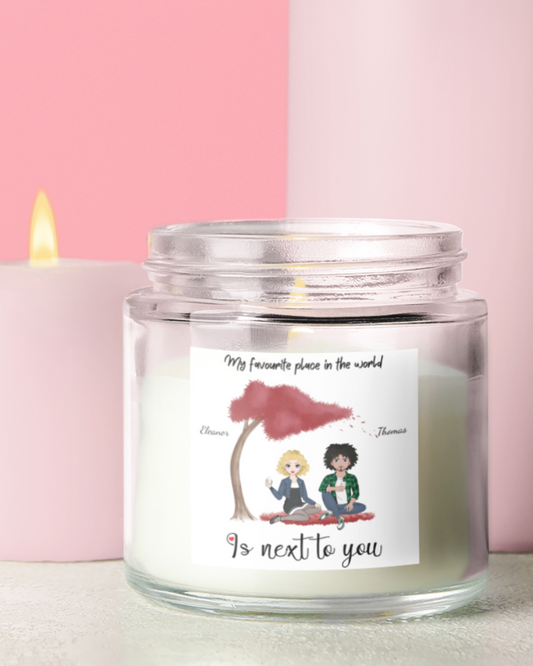 “My Favourite Place Is Next to You” Personalized Couple Art Scented Candle