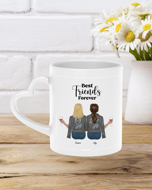 Custom Friendship Design – You + Your Bestie Custom Heart-Shaped Mug