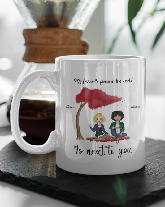 “My Favourite Place Is Next to You” Personalized Couple Art Mug