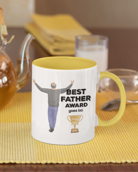 “Best Father Award” – Personalized Design for the #1 Dad Mug with Color Inside