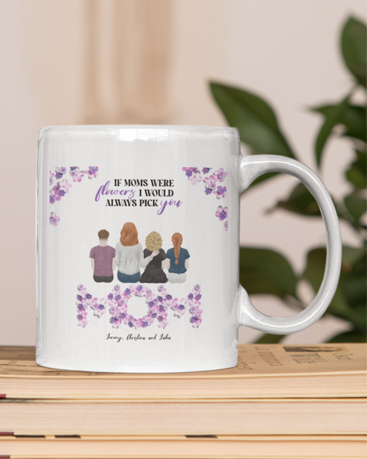 “If Moms Were Flowers, I Would Always Pick You” – Personalized Illustration Mug