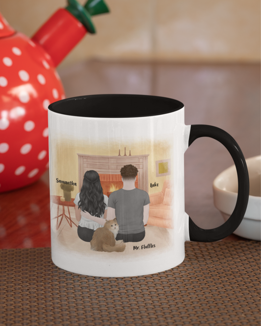 You, Me & The Cat - Mug with Color Inside
