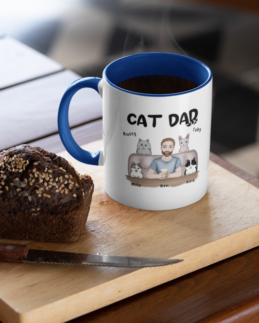 Cat Dad - Personalized Mug with Color Inside