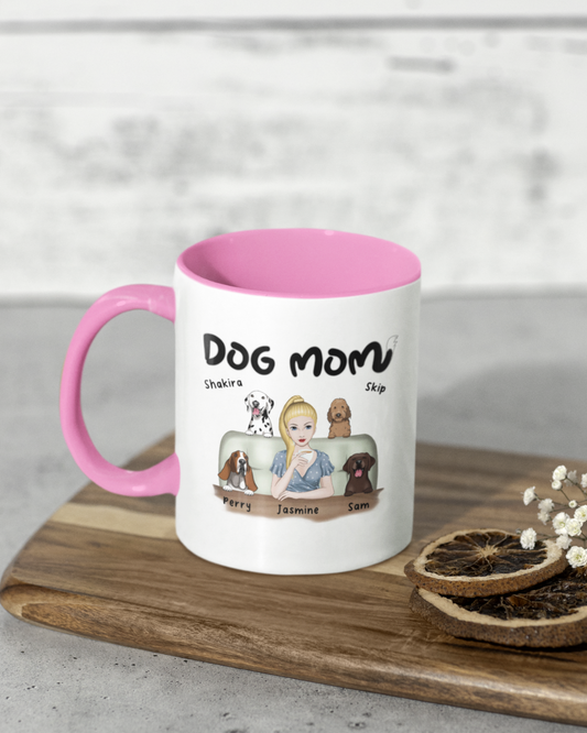 Dog Mom - Personalized Mug with Color Inside