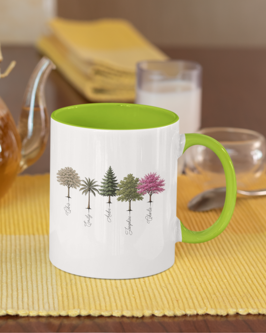 A Forest Full of Love – Personalized Tree Art Mug with Color Inside