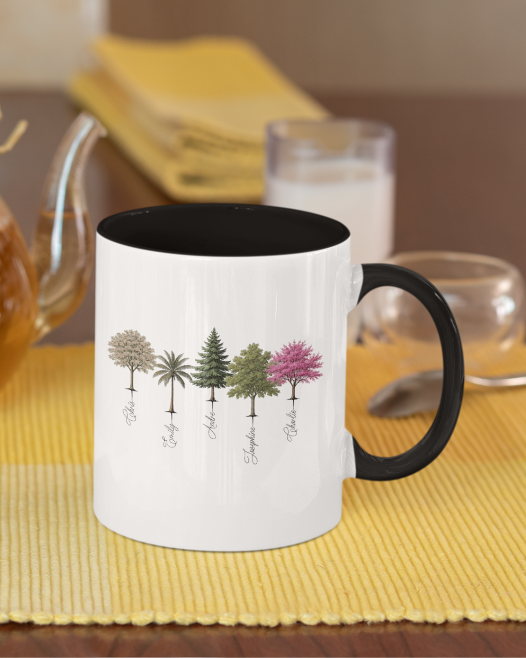 A Forest Full of Love – Personalized Tree Art Mug with Color Inside