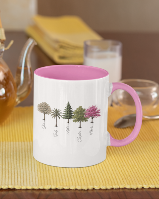 A Forest Full of Love – Personalized Tree Art Mug with Color Inside