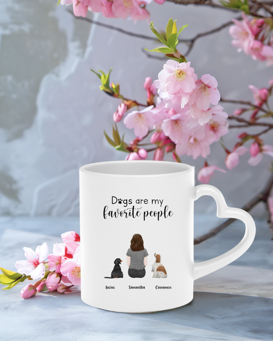 “Dogs are my favorite people” - Personalized Heart-Shaped Mug