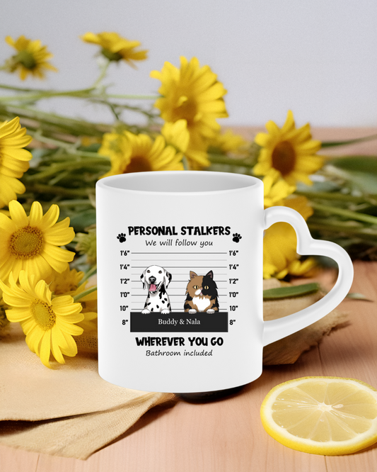 Color “Personal Stalker” Pet - Personalized Heart-Shaped Mug