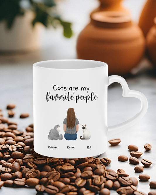 “Cats are my favorite people” - Personalized Heart-Shaped Mug