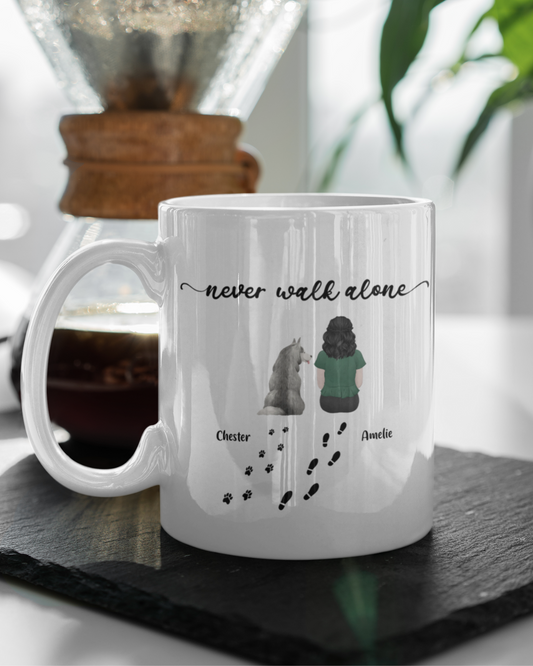 “Never walk alone” Dog - Personalized Mug
