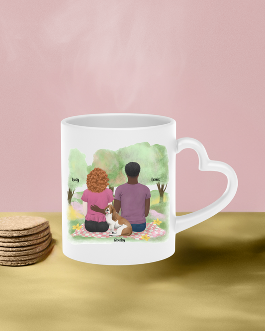 You, Me & The Dog - Personalized Heart-Shaped Mug