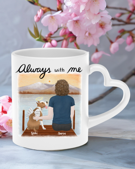 "Always With Me" Dog Memorial Art - Personalized Heart-Shaped Mug