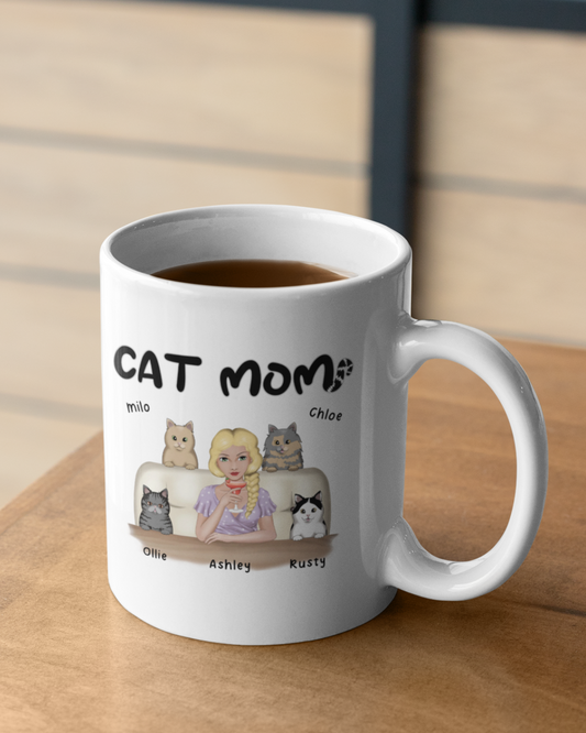 Cat Mom - Personalized Mug