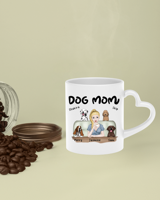 Dog Mom - Personalized Heart-Shaped Mug