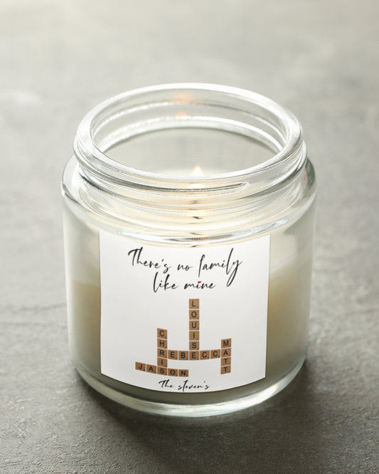 Personalized Family Name Crossword Art Scented Candle