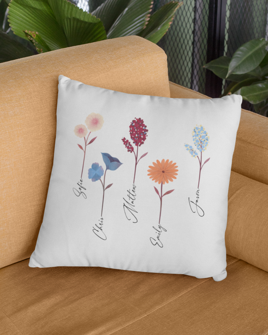 A Garden Full of Love – Personalized Flower Art Pillow