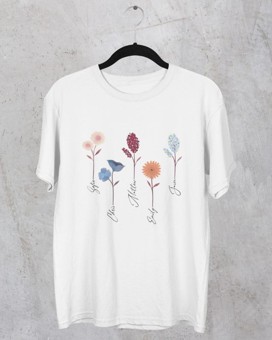 A Garden Full of Love – Personalized Flower Art T-shirt