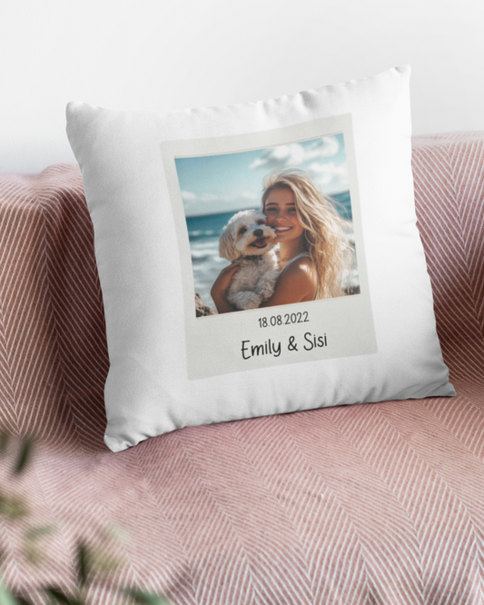 Custom Retro Polaroid Print Pillow
