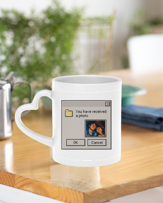 Custom Retro Computer Heart-Shaped Mug