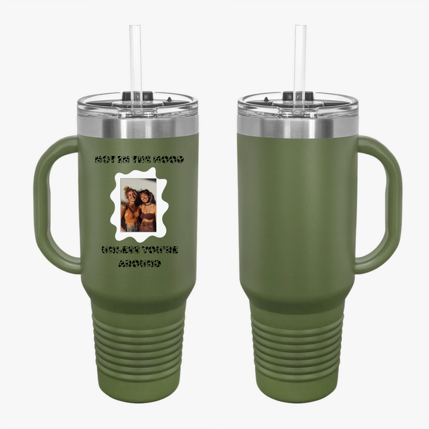 “Not in the Moo-d” Cow Print Design Travel Mug