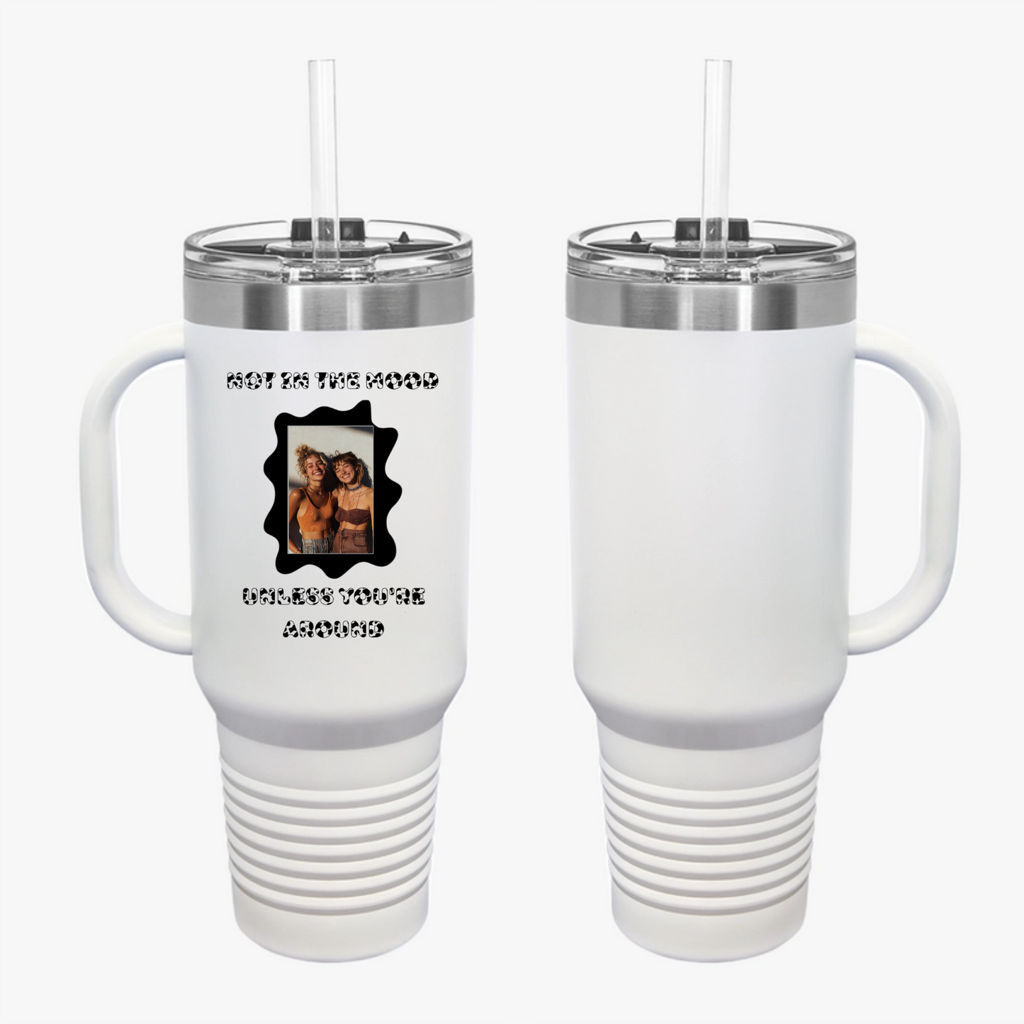 “Not in the Moo-d” Cow Print Design Travel Mug